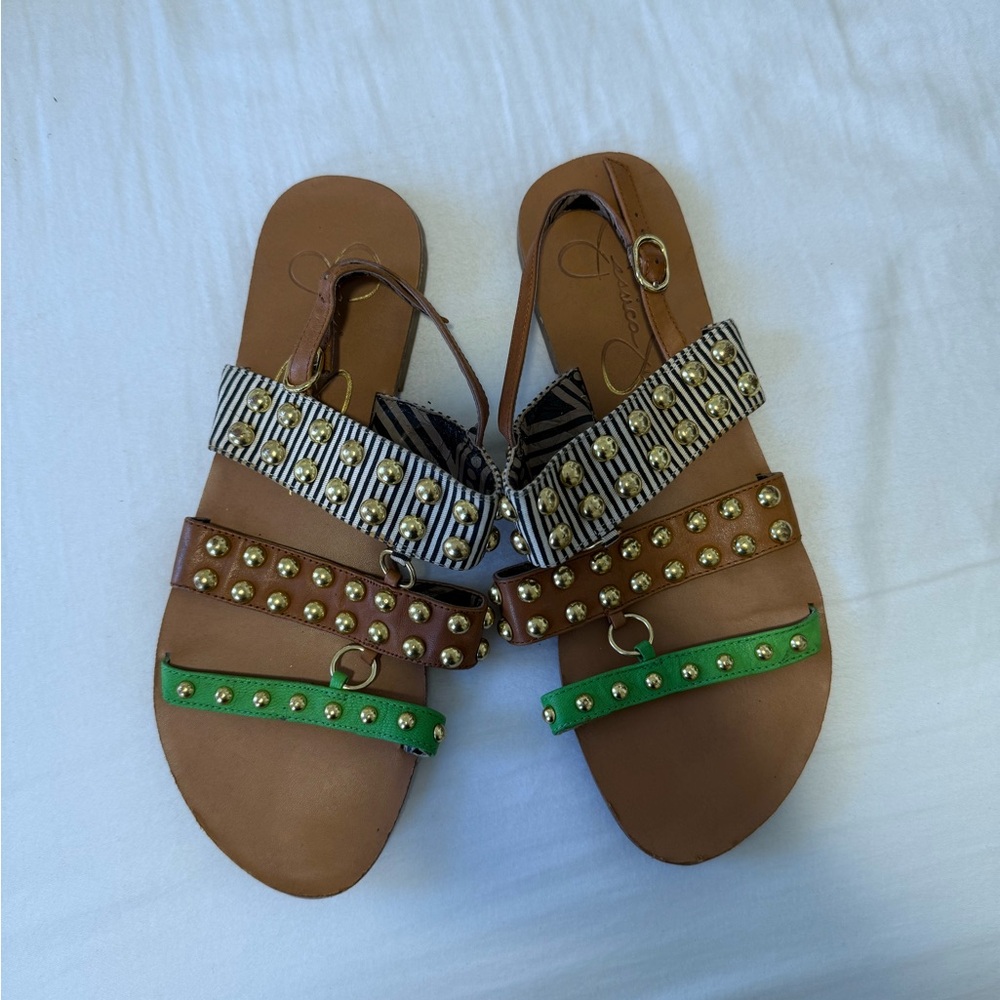 Jessica Simpson Stylish Brown and Green Sandals